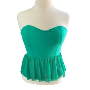 Sincerely Jules Green Strapless Crop Top Tulle Bottom Size Medium